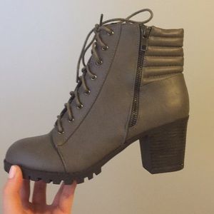 Charlotte Russe Charcoal Gray Lace Up Booties